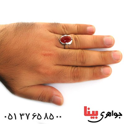 انگشتر عقیق یمنی مردانه درشت شکیل _کد:11543