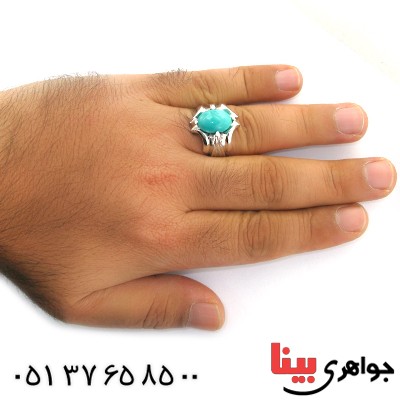 انگشتر فیروزه نیشابوری عجمی مردانه درشت فاخر _کد:1652