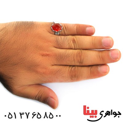 انگشتر عقیق یمنی مردانه خوشرنگ _کد:11545