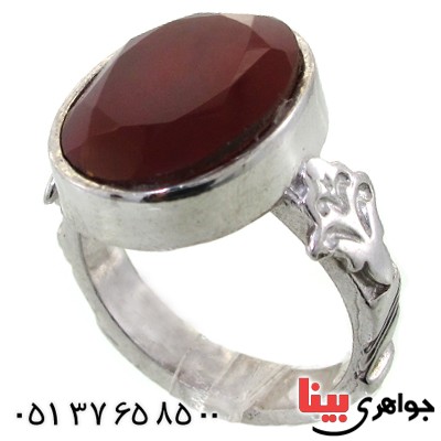 انگشتر عقیق خراسانی مردانه تراش دار طرح صفوی _کد:11546