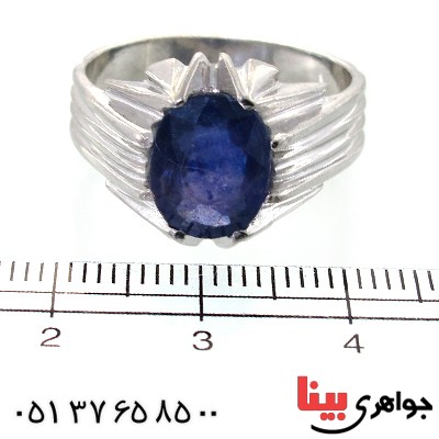 انگشتر یاقوت کبود مردانه دور چنگی _کد:11547
