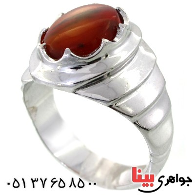 انگشتر عقیق یمنی مردانه درشت با رکاب پله ای _کد:11549