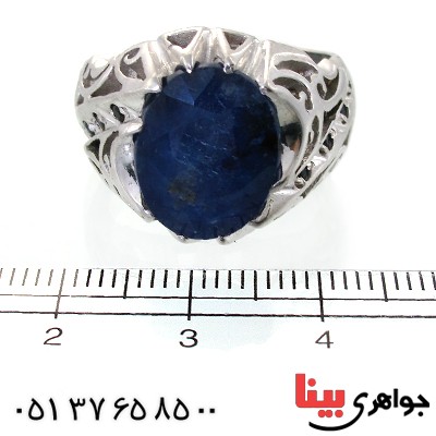 انگشتر یاقوت کبود مردانه درشت اسلیمی _کد:11557