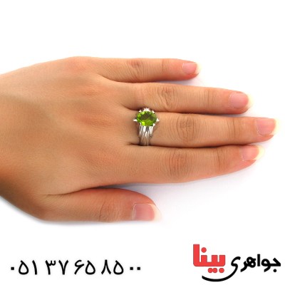 انگشتر زبرجد خوش تراش شیاردار _کد:11564