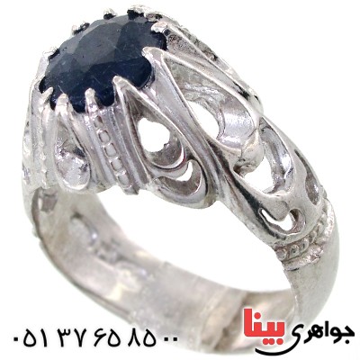 انگشتر یاقوت کبود خوشرنگ اسلیمی _کد:11568