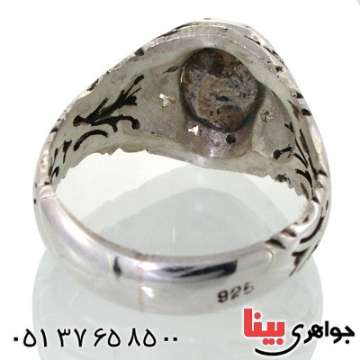 انگشتر فیروزه نیشابوری شجری مردانه دور چنگی اسلیمی _کد:11572