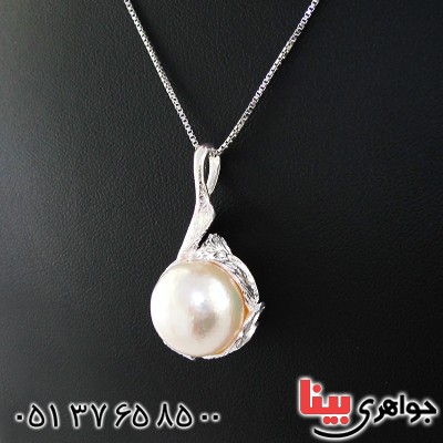 گردنبند مروارید زنانه درشت مدل برگ _کد:11573