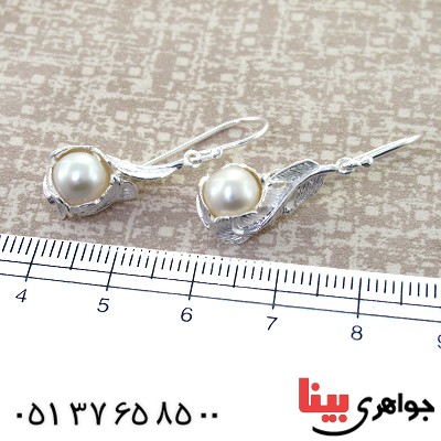 گوشواره مروارید زنانه طرح برگ _کد:11576