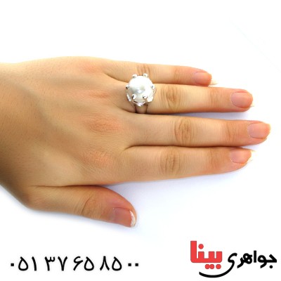 انگشتر مروارید زنانه درشت مدل تاج _کد:11578