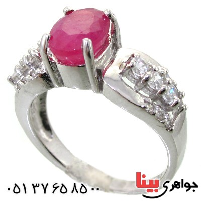 انگشتر یاقوت سرخ زنانه رودیوم لوکس مدل لعیا _کد:11596