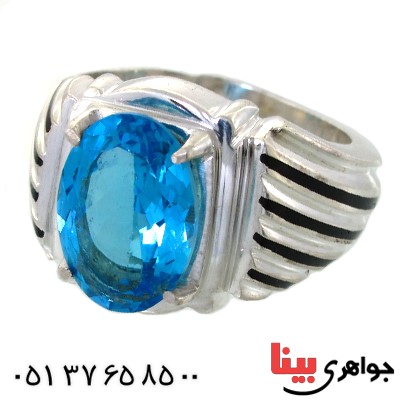 انگشتر توپاز خوشرنگ مردانه شیاردار فاخر و اصیل کلاسیک _کد:1667