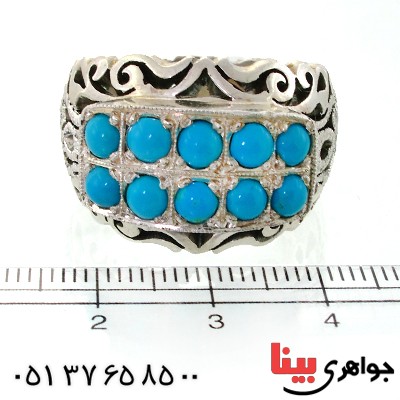 انگشتر فیروزه نیشابوری عجمی ناب مردانه درشت اشرافی _کد:1669