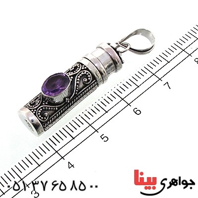 گردنبند آمتیست لوله حرز مخفی دست ساز _کد:11602