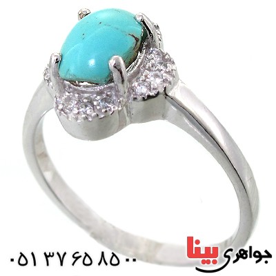 انگشتر فیروزه نیشابوری زنانه رادیوم لوکس مدل ناریا _کد:11605