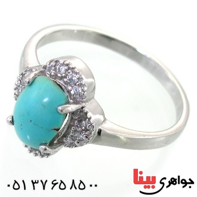 انگشتر فیروزه نیشابوری زنانه رادیوم لوکس مدل ناریا _کد:11605