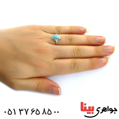 انگشتر فیروزه نیشابوری زنانه رادیوم لوکس مدل ناریا _کد:11605