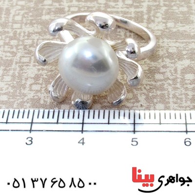 انگشتر مروارید زنانه درشت مدل گل _کد:11607