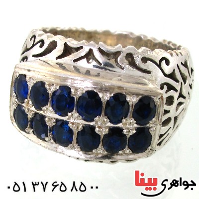 انگشتر یاقوت کبود بسیار شفاف مردانه ارزشمند و بی نظیر _کد:1675