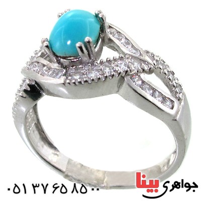 انگشتر فیروزه نیشابوری زنانه رادیوم لوکس مدل مژگان _کد:11614