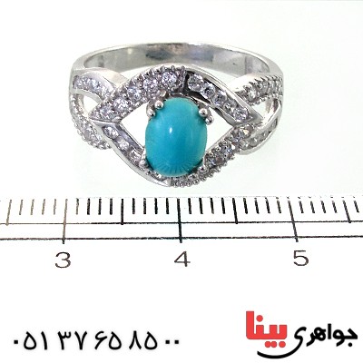 انگشتر فیروزه نیشابوری زنانه رادیوم لوکس مدل مژگان _کد:11614