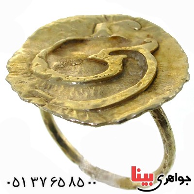 انگشتر نقره و طلا طرح زیر خاکی مدل مرغ و حرف ع _کد:1685