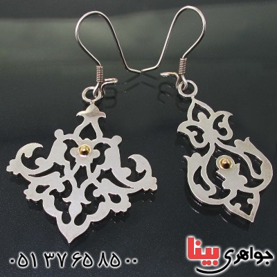 گوشواره نقره و طلا زنانه اسلیمی طرح زیر خاکی _کد:1690