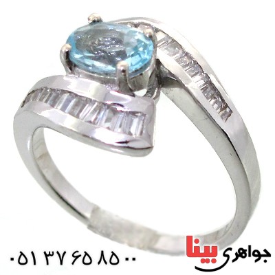 انگشتر توپاز زنانه رودیوم لوکس مدل سانیا _کد:11634