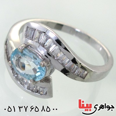 انگشتر توپاز زنانه رودیوم لوکس مدل سانیا _کد:11634