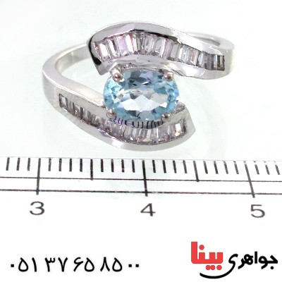انگشتر توپاز زنانه رودیوم لوکس مدل سانیا _کد:11634
