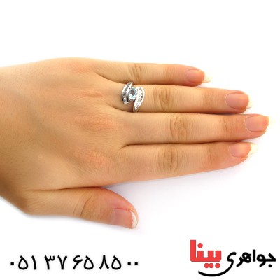 انگشتر توپاز زنانه رودیوم لوکس مدل سانیا _کد:11634