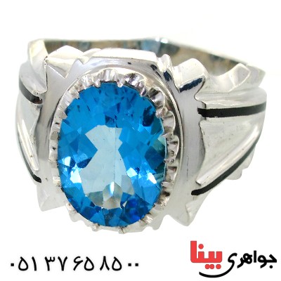 انگشتر توپاز خوشرنگ مردانه فاخر و درشت کلاسیک _کد:1695