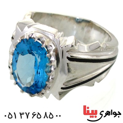 انگشتر توپاز خوشرنگ مردانه فاخر و درشت کلاسیک _کد:1695