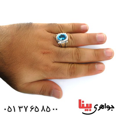 انگشتر توپاز خوشرنگ مردانه فاخر و درشت کلاسیک _کد:1695