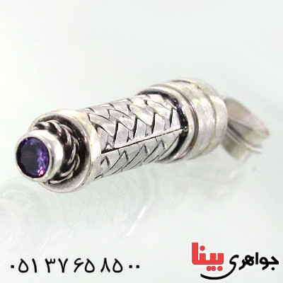 گردنبند آمتیست لوله حرز مخفی دست ساز _کد:11637