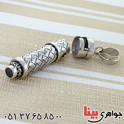 گردنبند آمتیست لوله حرز مخفی دست ساز _کد:11637