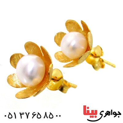 گوشواره مروارید زنانه مدل گل _کد:11638