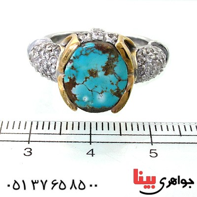 انگشتر فیروزه نیشابوری شجری زنانه درشت رادیوم لوکس _کد:11653