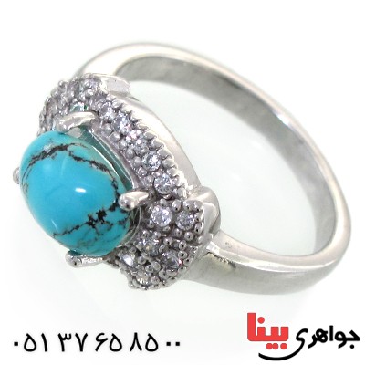 انگشتر فیروزه نیشابوری شجری زنانه رادیوم لوکس _کد:11655