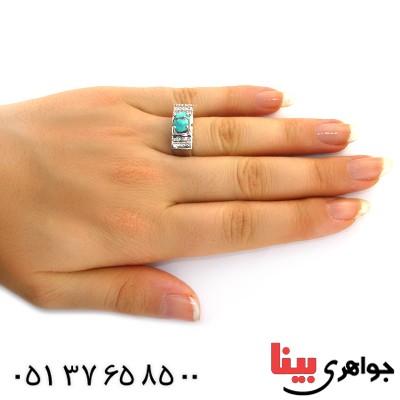 انگشتر فیروزه نیشابوری شجری زنانه رادیوم لوکس _کد:11657