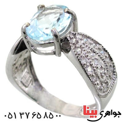 انگشتر توپاز زنانه رودیوم لوکس مدل آناهیتا _کد:11661