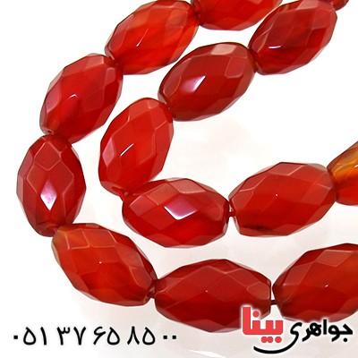 تسبیح عقیق قرمز 33 دانه ای درشت هلی تراشدار _کد:11662