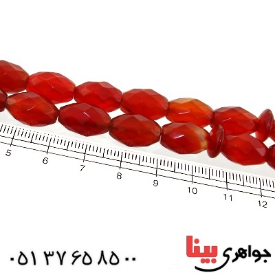 تسبیح عقیق قرمز 33 دانه ای درشت هلی تراشدار _کد:11662