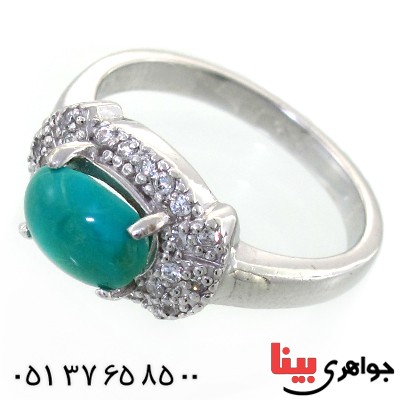 انگشتر فیروزه نیشابوری زنانه رادیوم لوکس مدل راژان _کد:11665