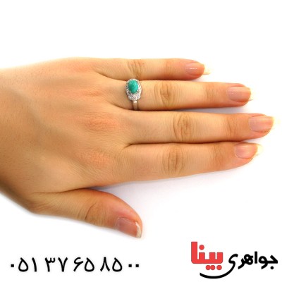 انگشتر فیروزه نیشابوری زنانه رادیوم لوکس مدل راژان _کد:11665