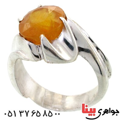 انگشتر یاقوت زرد مردانه درشت کلاسیک _کد:11671