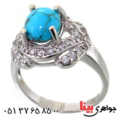 انگشتر فیروزه نیشابوری شجری زنانه زیبا و خوش نگار _کد:11672