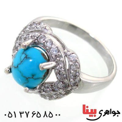 انگشتر فیروزه نیشابوری شجری زنانه زیبا و خوش نگار _کد:11672