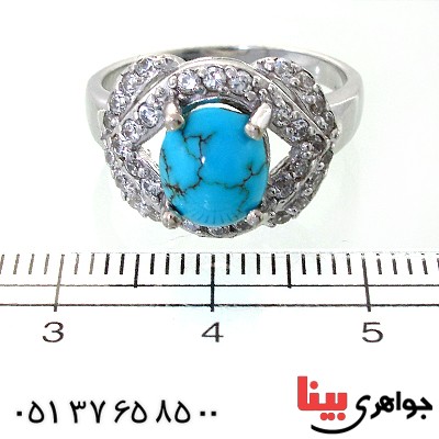 انگشتر فیروزه نیشابوری شجری زنانه زیبا و خوش نگار _کد:11672