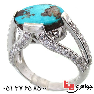 انگشتر فیروزه نیشابوری شجری زنانه درشت رادیوم لوکس _کد:11676
