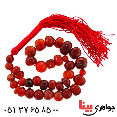 تسبیح عقیق قرمز 33 دانه ای عالی از ریز به درشت منظم _کد:11677